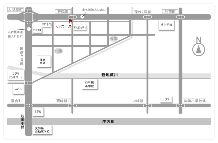川田自動車くるま工房へのアクセスマップ